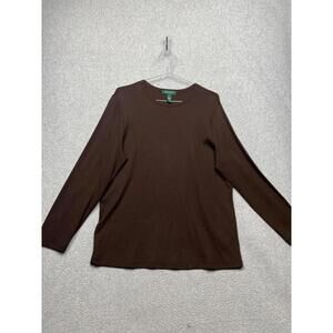 Lauren Ralph Lauren Pullover Cotton Shirt Womens 1X Brown Casual Minimalist